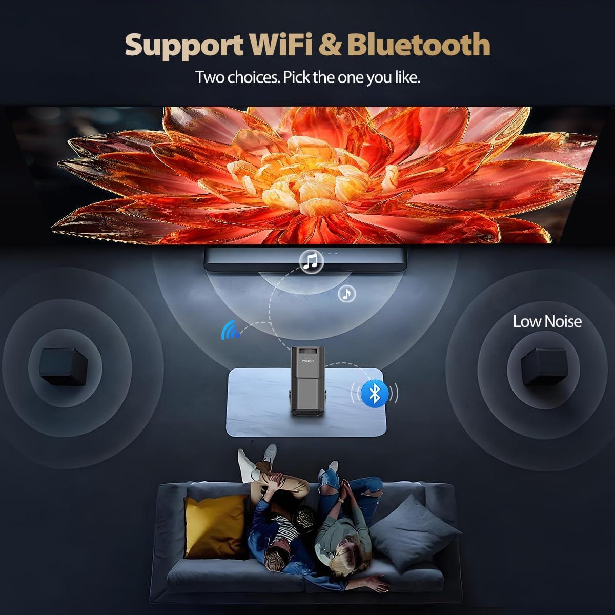 Mini Proyector Portátil TryLand 2000 Lúmenes 4K WiFi Bluetooth