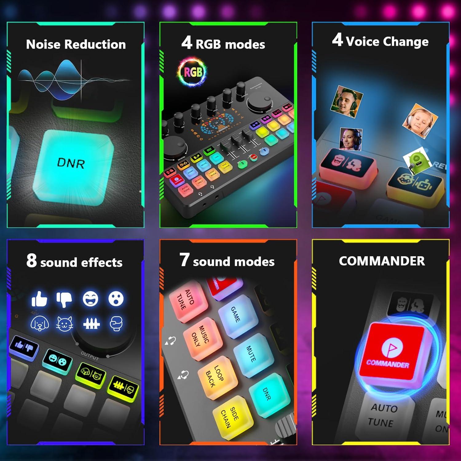 Kit de Podcast COMMANDER M100: Mezclador DJ + 2 Micrófonos 48V