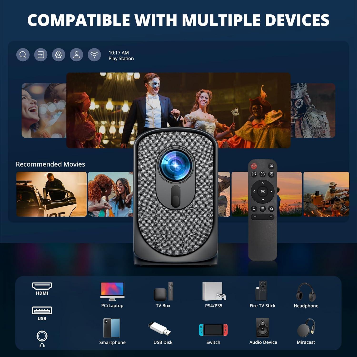 Proyector Mini Inalámbrico Dragon Touch L01 1080P 350 ANSI 4K