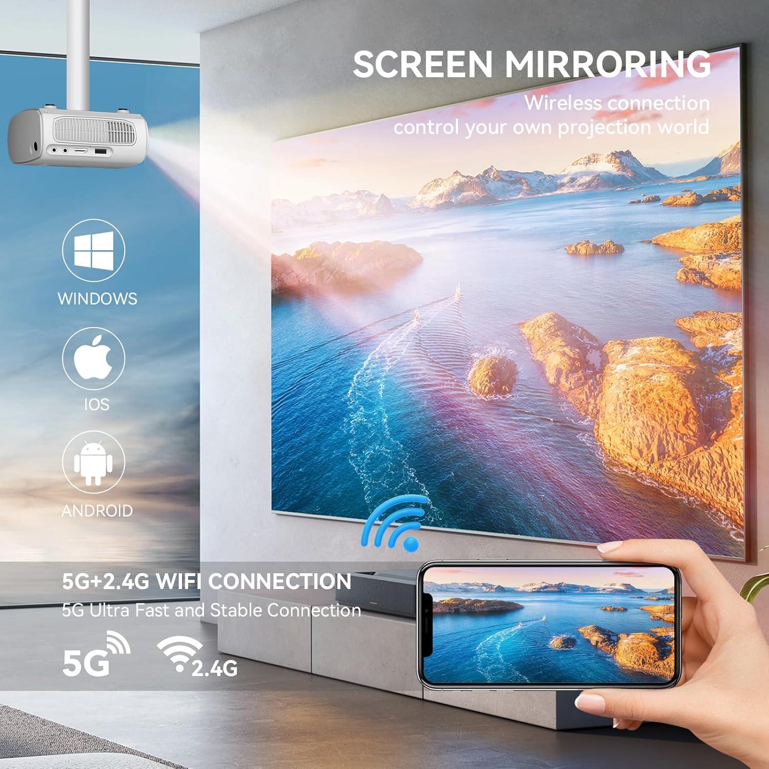 Mini Proyector Portátil Euphoricca X26 1080P Full HD Wifi Bluetooth