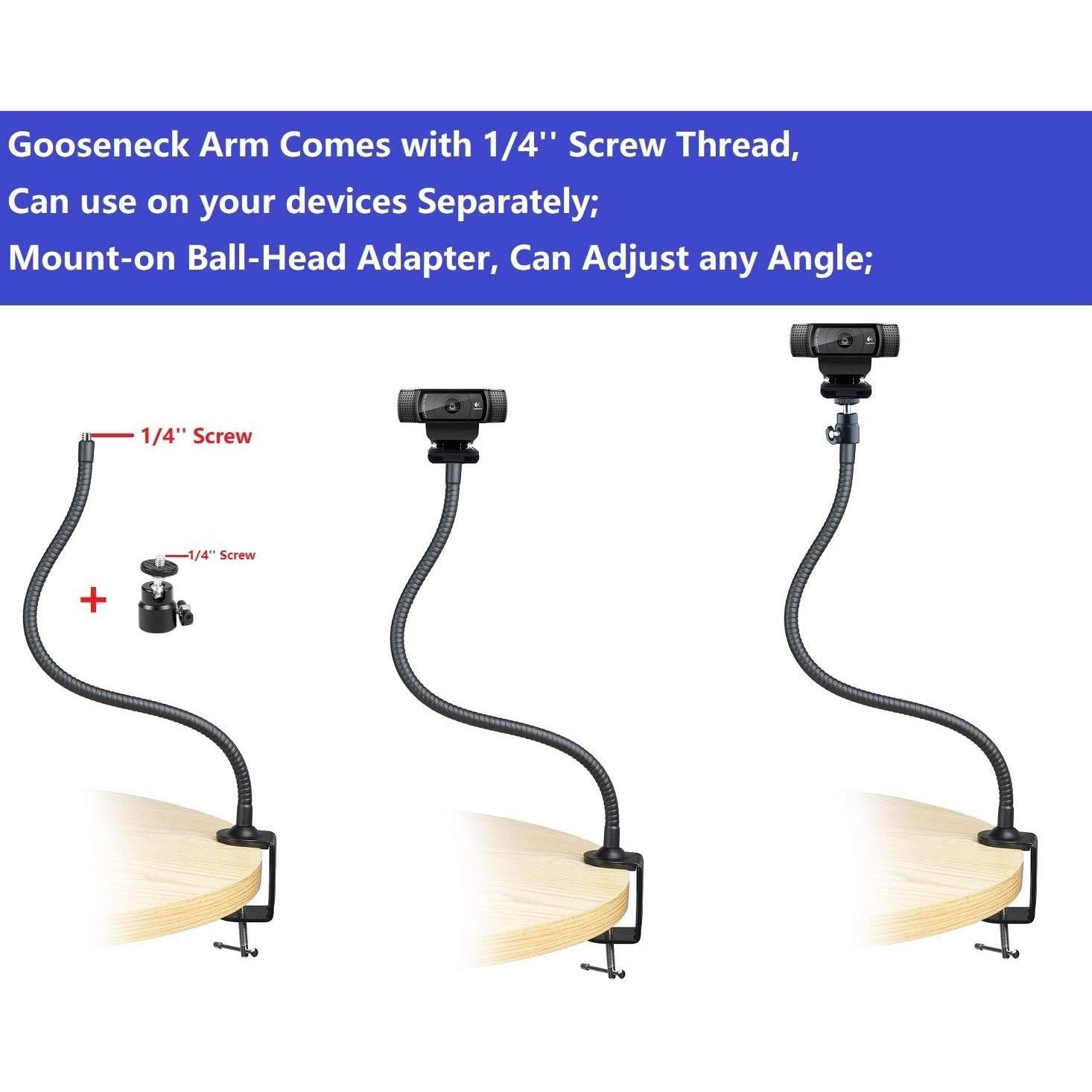 Soporte para Webcam AceTaken - Brazo Ajustable 64 cm Negro