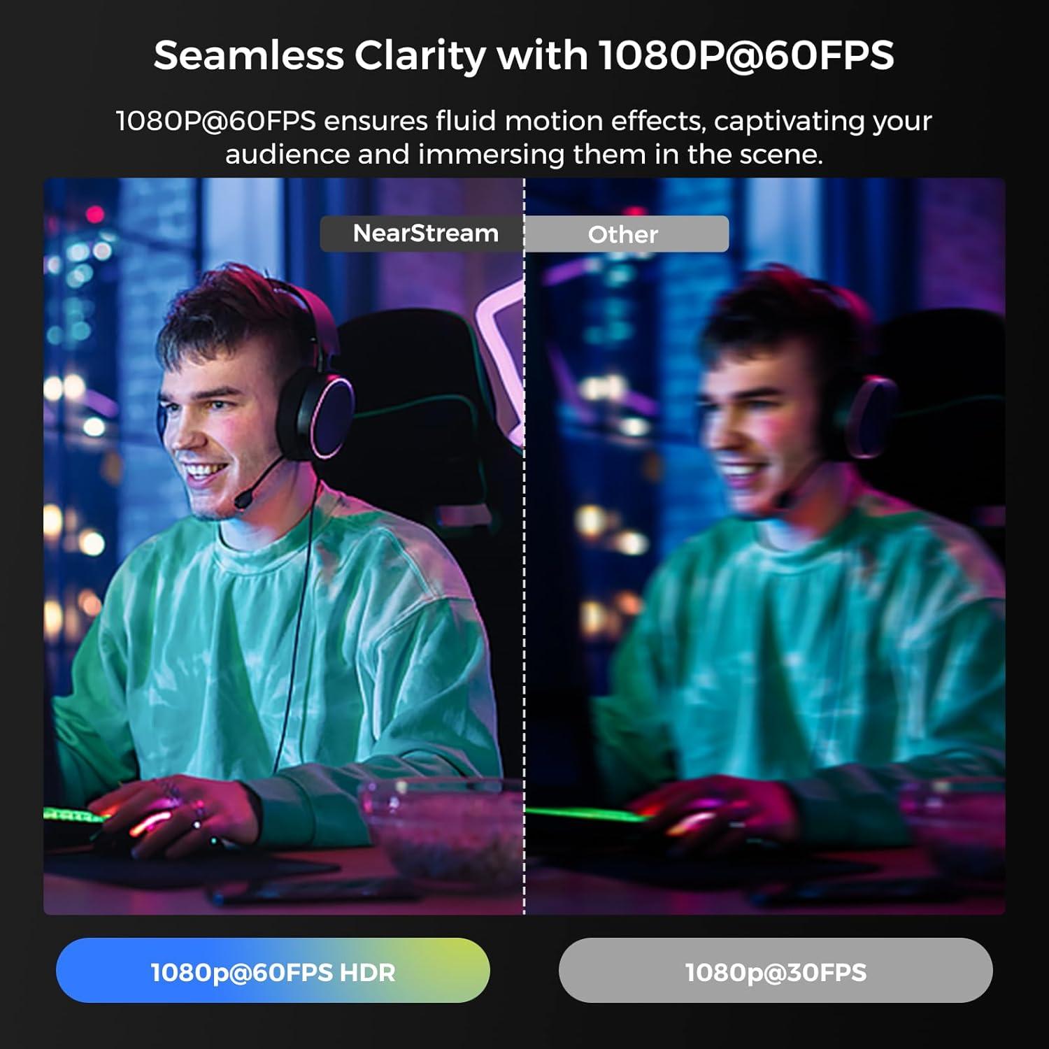 Cámara web 4K NearStream V08 con micrófono y FOV ajustable