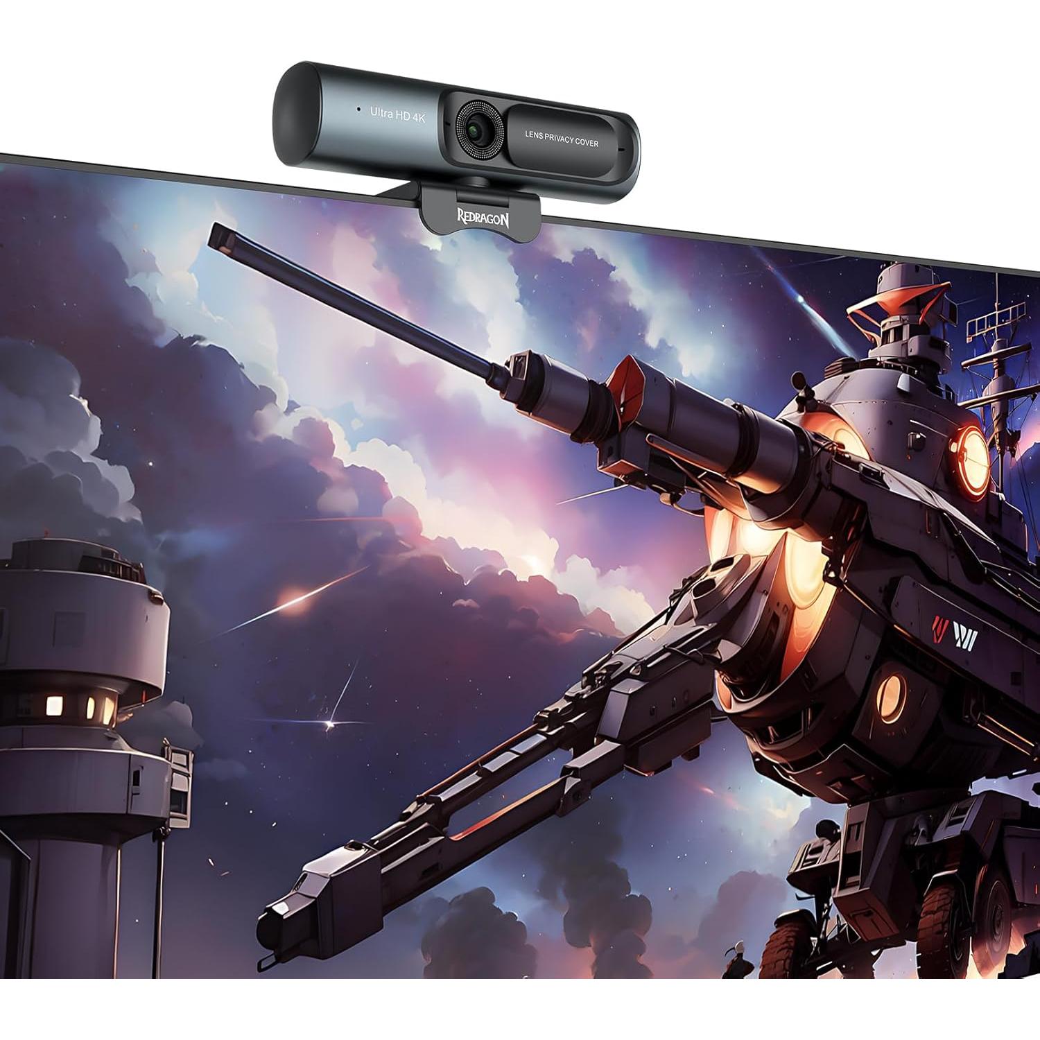 Webcam 4K Redragon GW911 con micrófono dual y enfoque automático