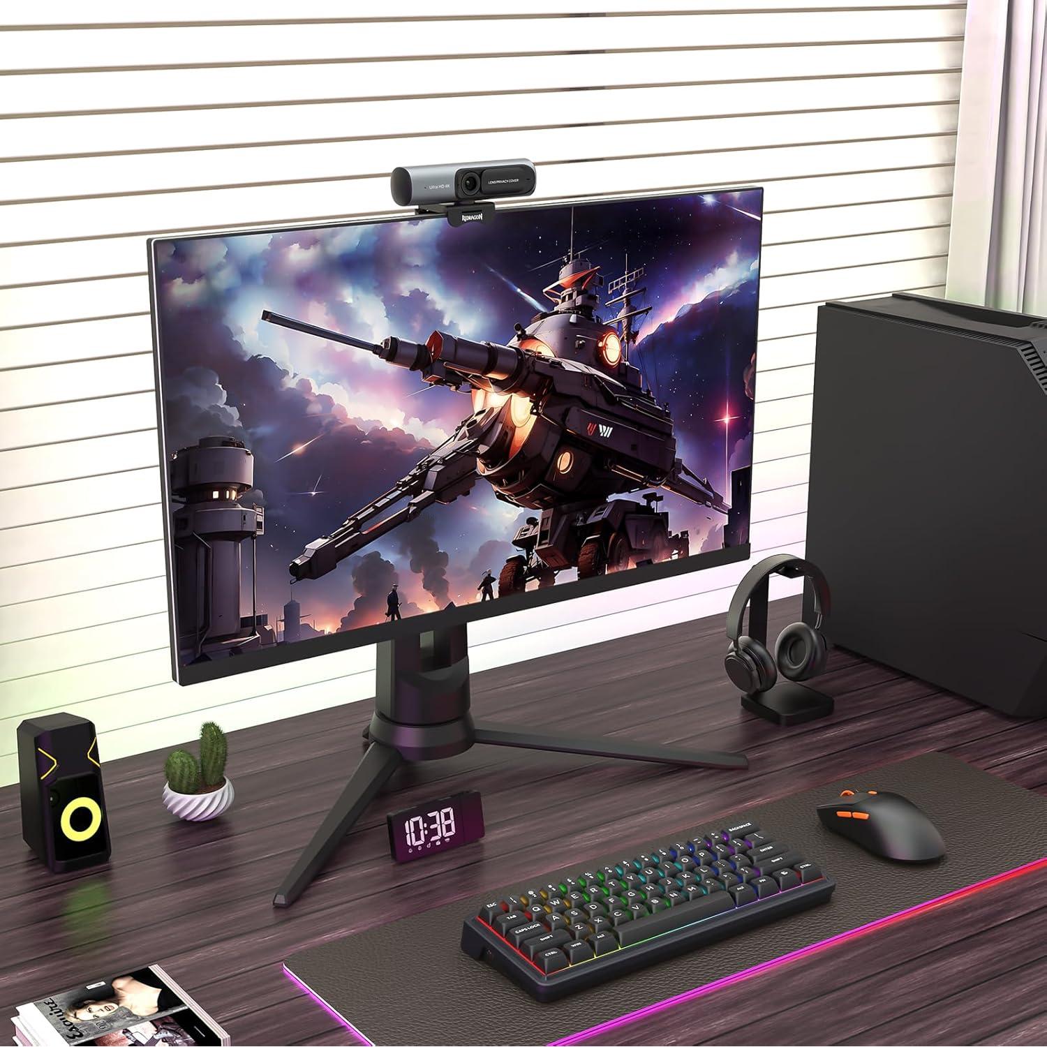 Webcam 4K Redragon GW911 con micrófono dual y enfoque automático