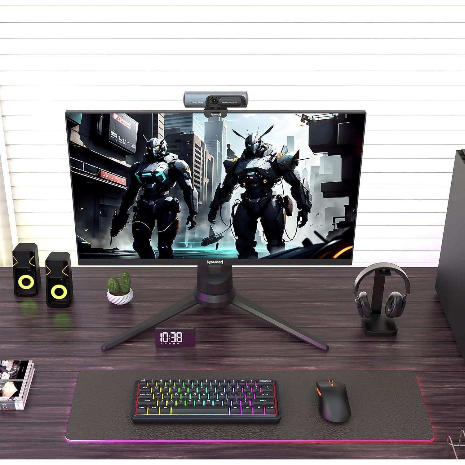 Webcam 4K Redragon GW911 con micrófono dual y enfoque automático