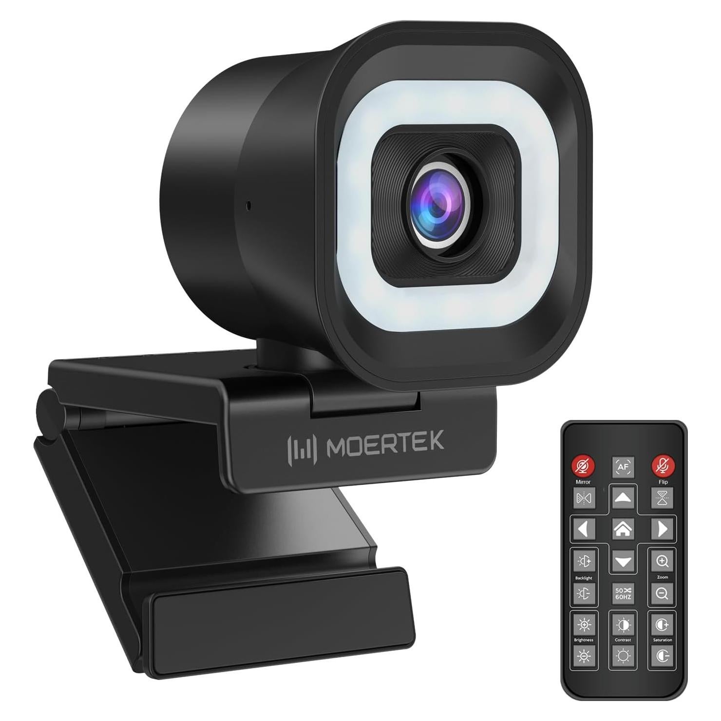 Cámara Web 4K MOERTEK MT608 con Luz LED y Micrófonos Dual