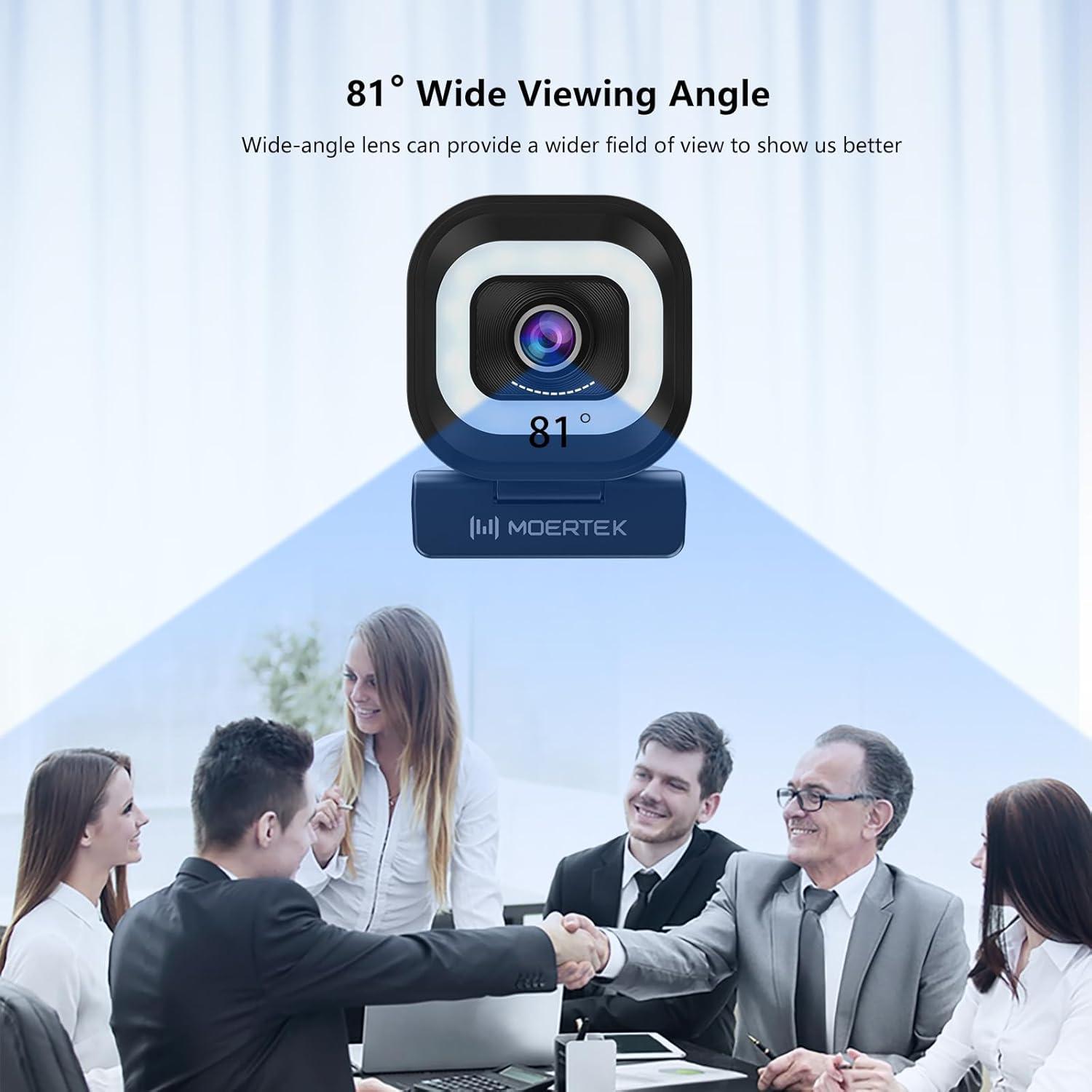 Cámara Web 4K MOERTEK MT608 con Luz LED y Micrófonos Dual