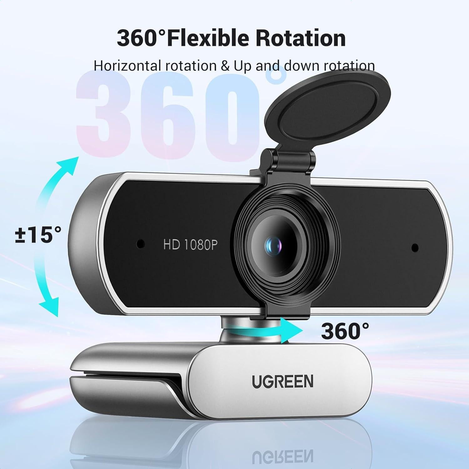 Webcam UGREEN Full HD 1080P con Micrófono y Cubierta Privacidad
