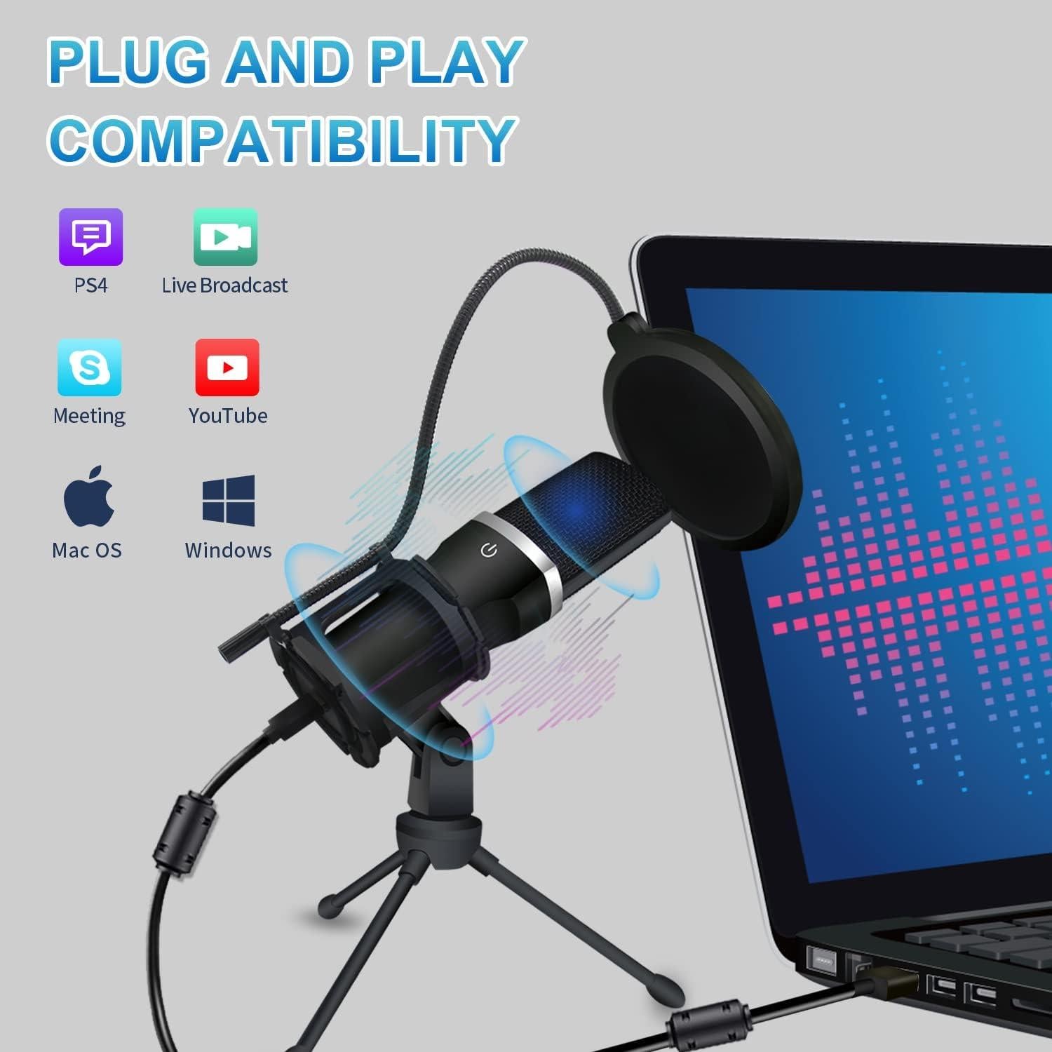 Micrófono USB YOTOMIGUO Q5 para Gaming y Podcasting, Cardioide