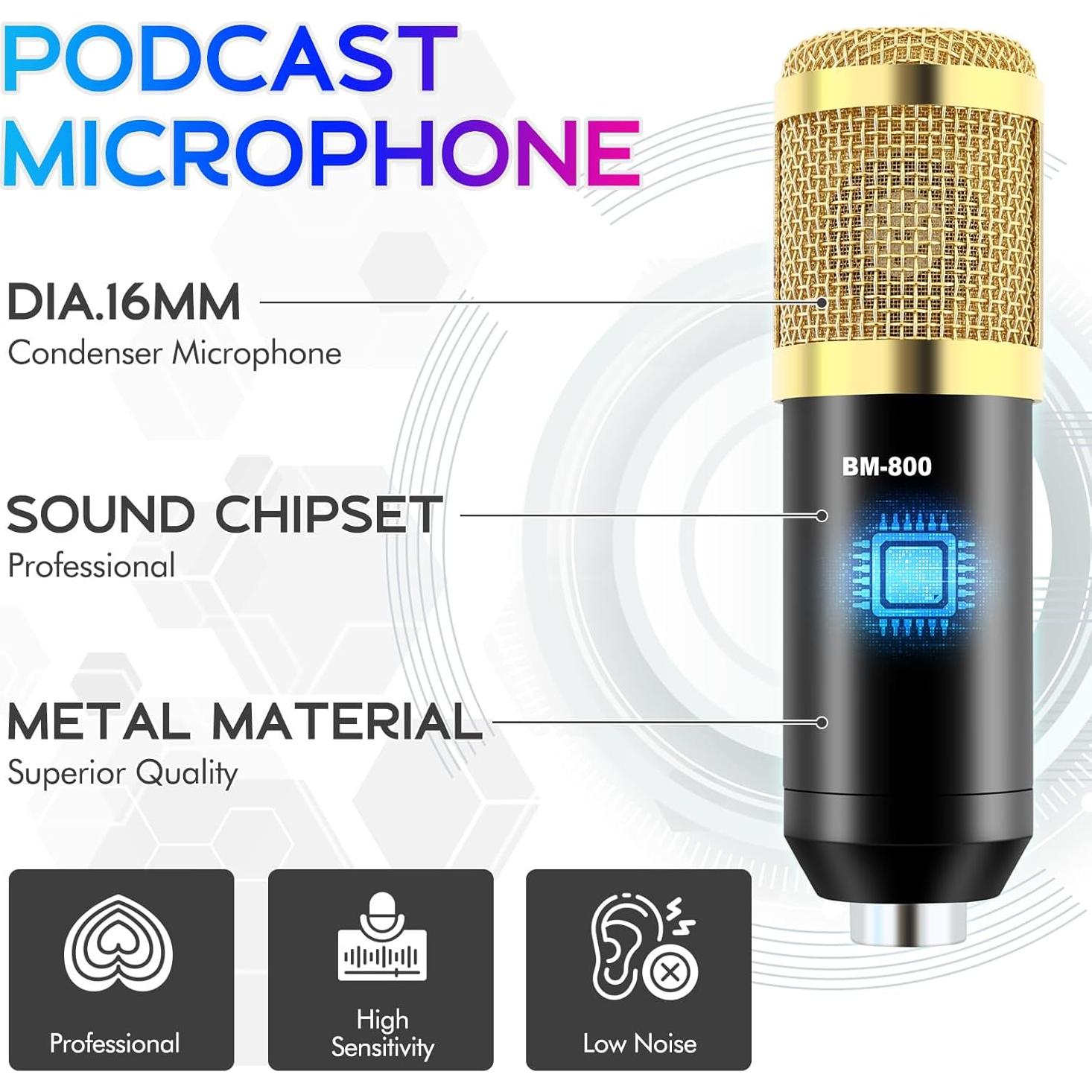 Kit de Podcast ALSO GO BM-800 y Tarjeta de Sonido F998