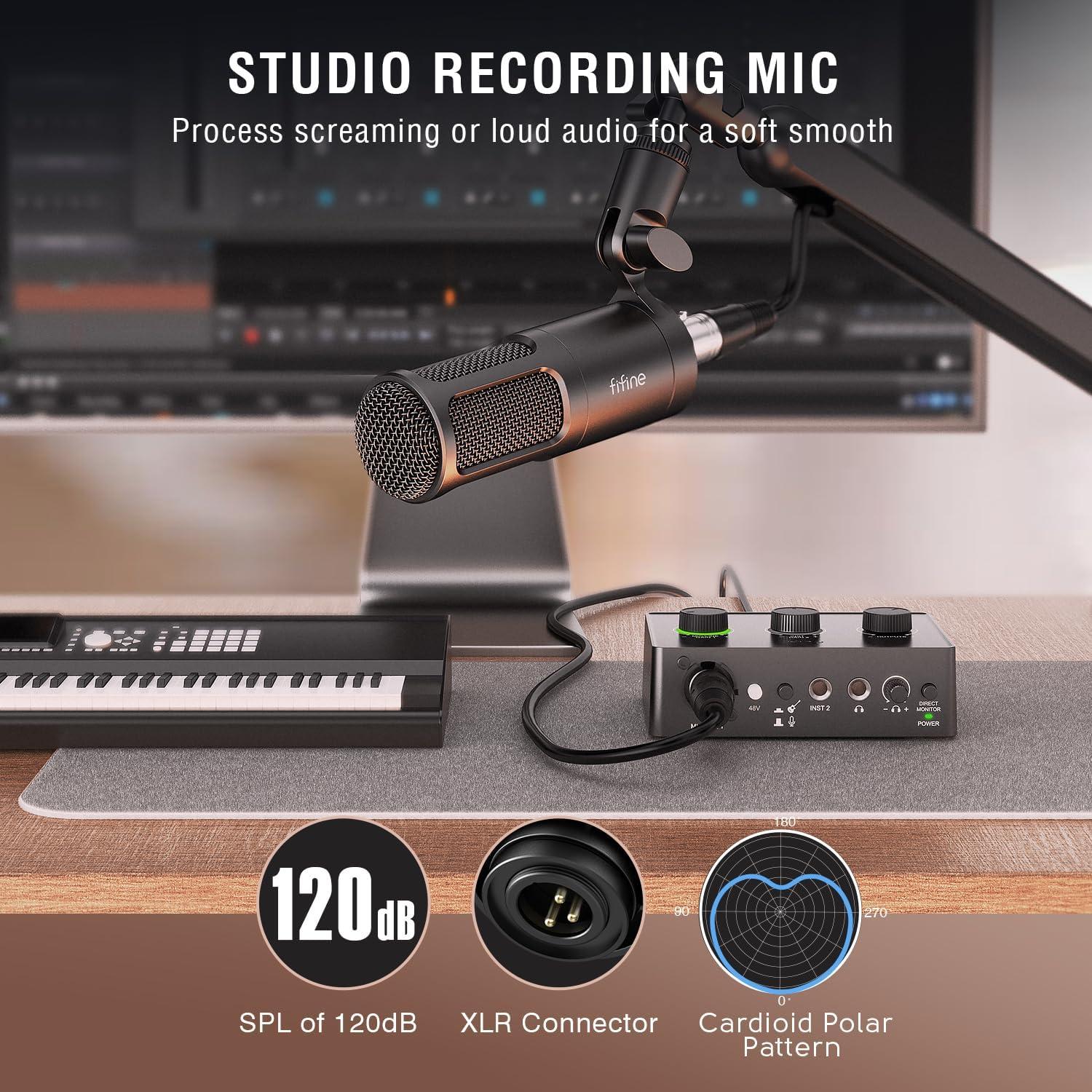 Kit de Grabación Musical FIFINE KS6 con Micrófono XLR y Mezclador USB
