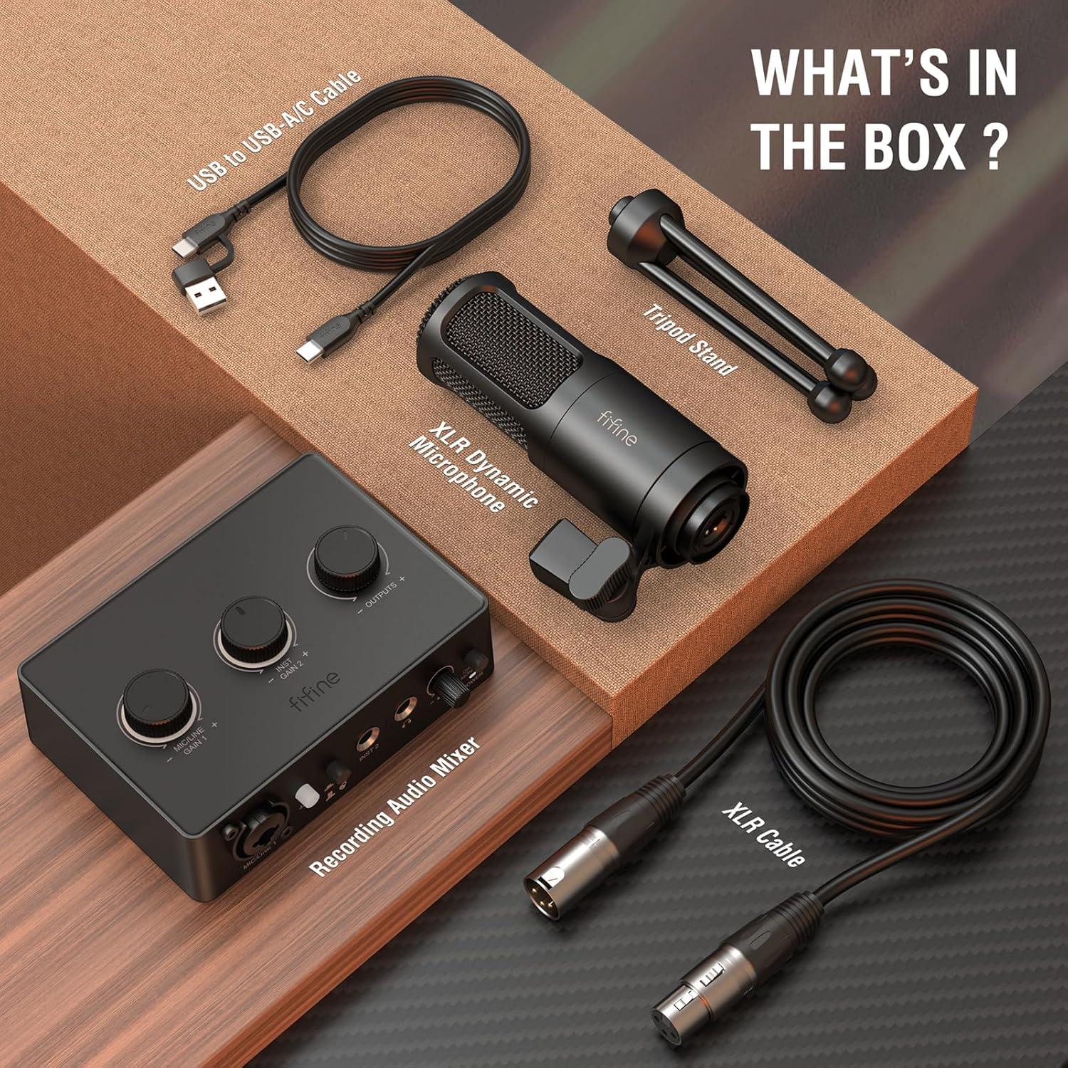 Kit de Grabación Musical FIFINE KS6 con Micrófono XLR y Mezclador USB