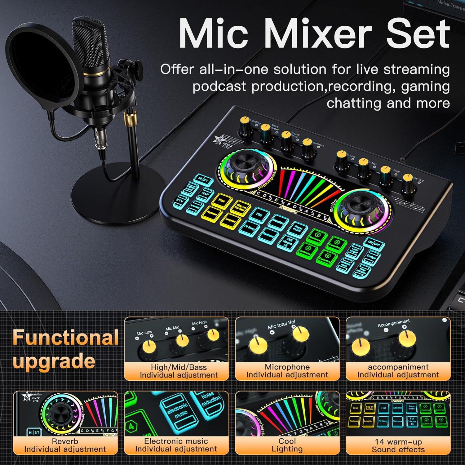 Kit de Podcast X3-BM700S con Mezclador y Micrófono 3.5mm