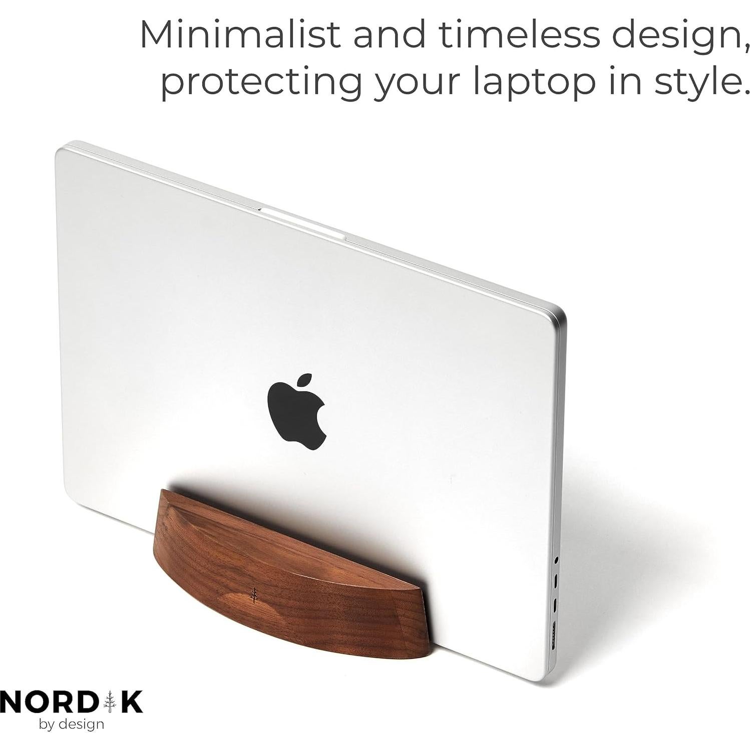 Soporte Vertical Ajustable para Laptop Nordik - Nogal - Estable y Antideslizante