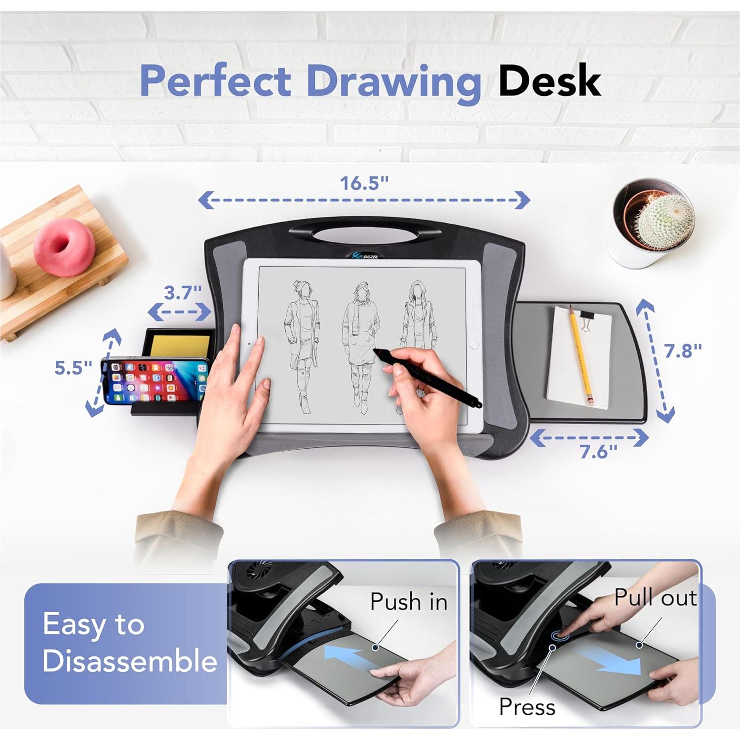 Escritorio Portátil EHO Ajustable con Cojín y Soporte para Teléfono