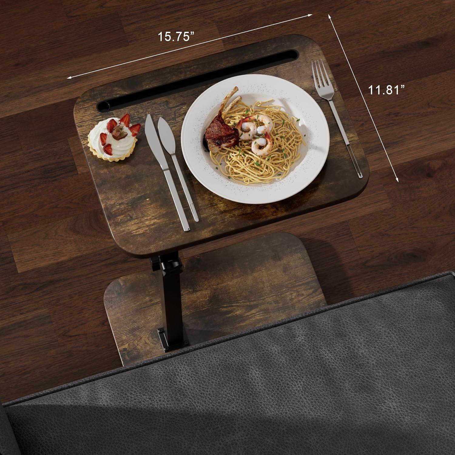 Mesa lateral ajustable Promitop PT-C para sofá 66 cm madera rústica