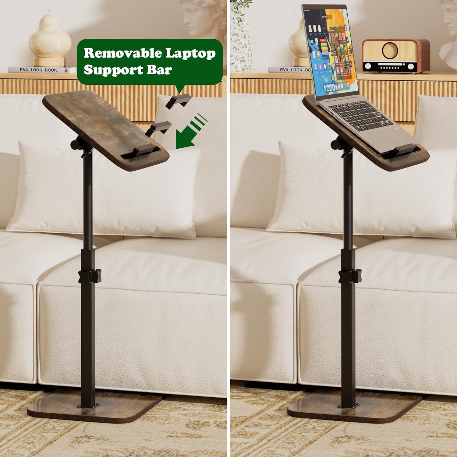 Mesa lateral ajustable Promitop PT-C para sofá 66 cm madera rústica