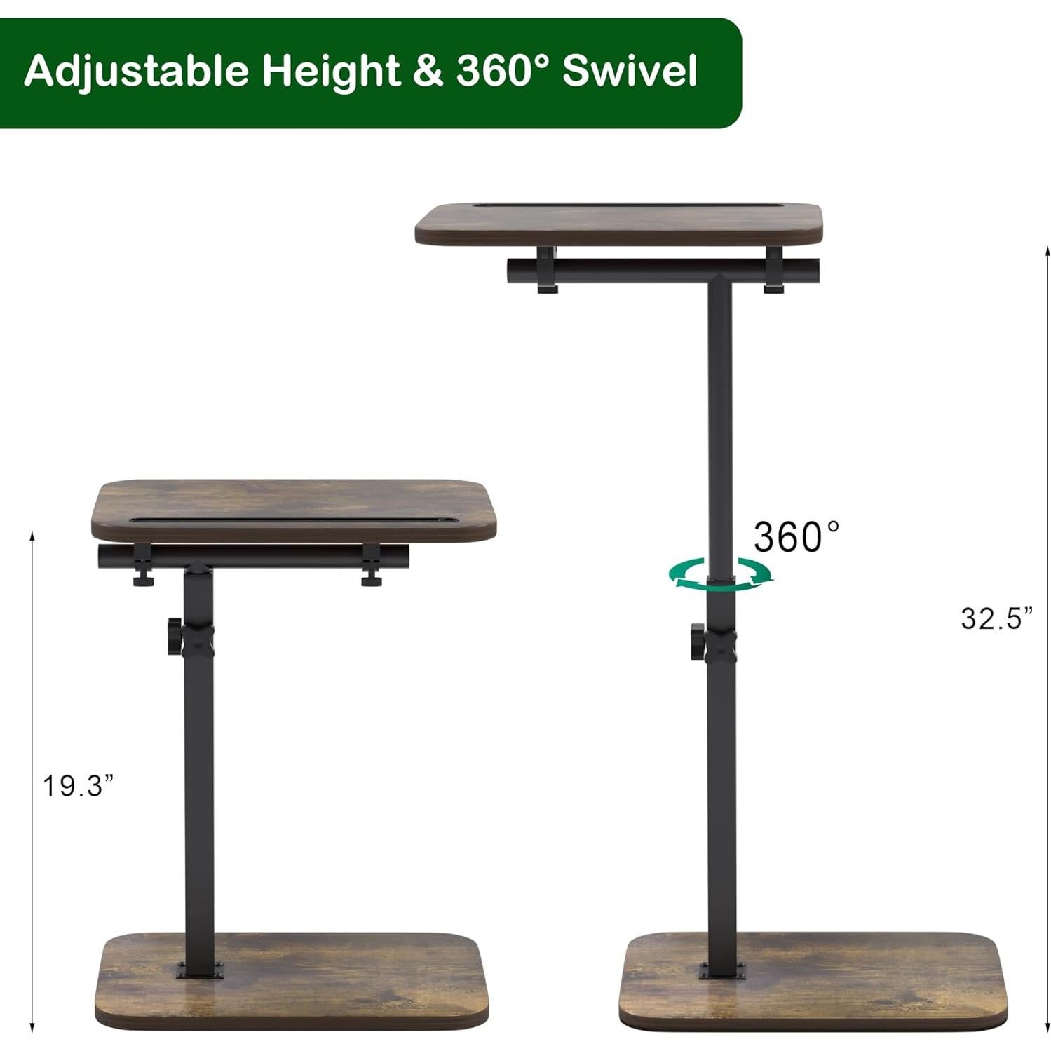 Mesa lateral ajustable Promitop PT-C para sofá 66 cm madera rústica