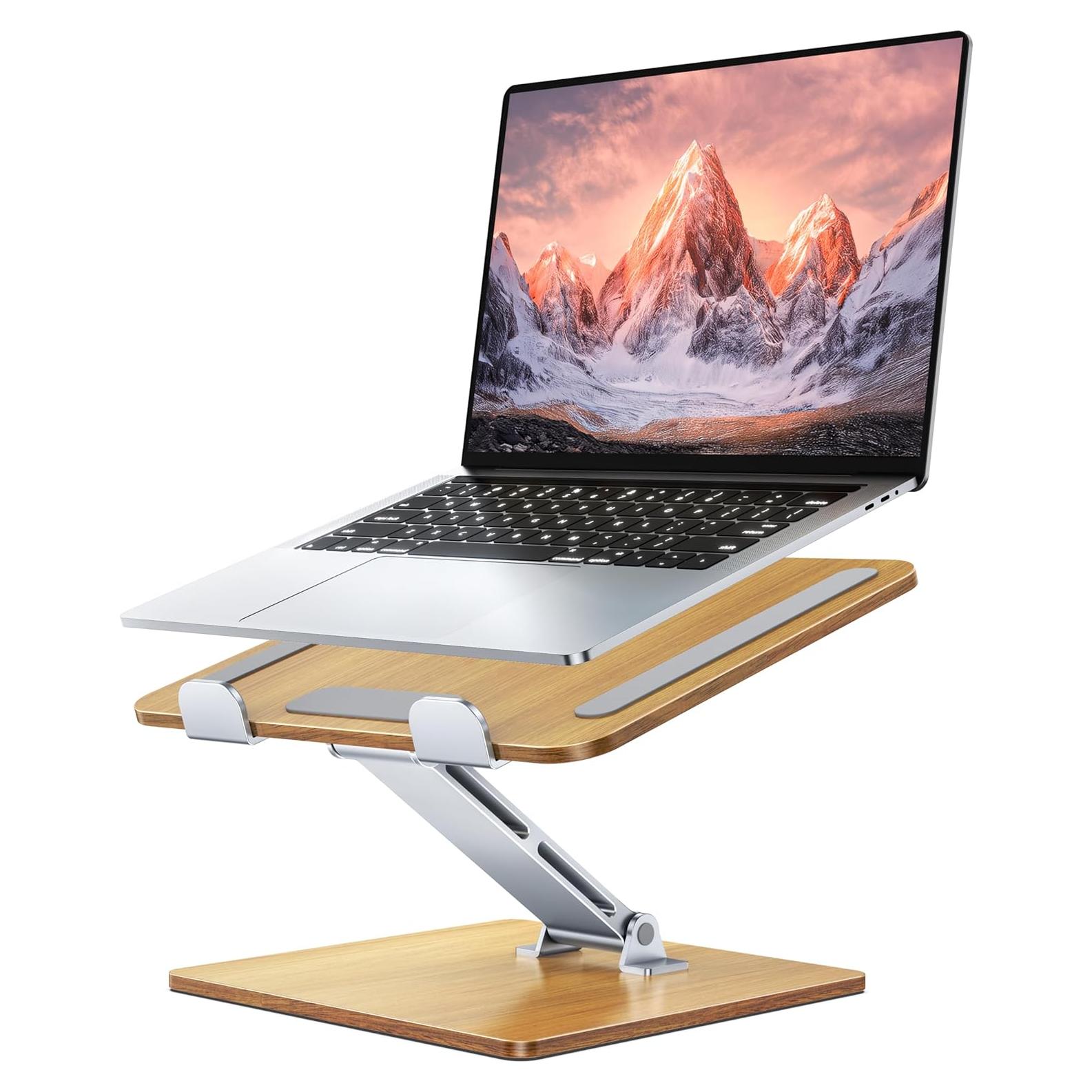Soporte Ergonómico para Laptop Niweya de Madera y Aluminio 10-16"