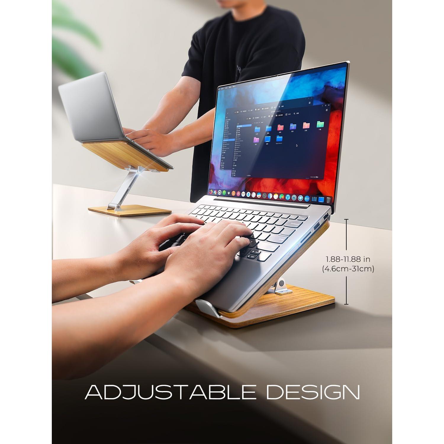Soporte Ergonómico para Laptop Niweya de Madera y Aluminio 10-16"