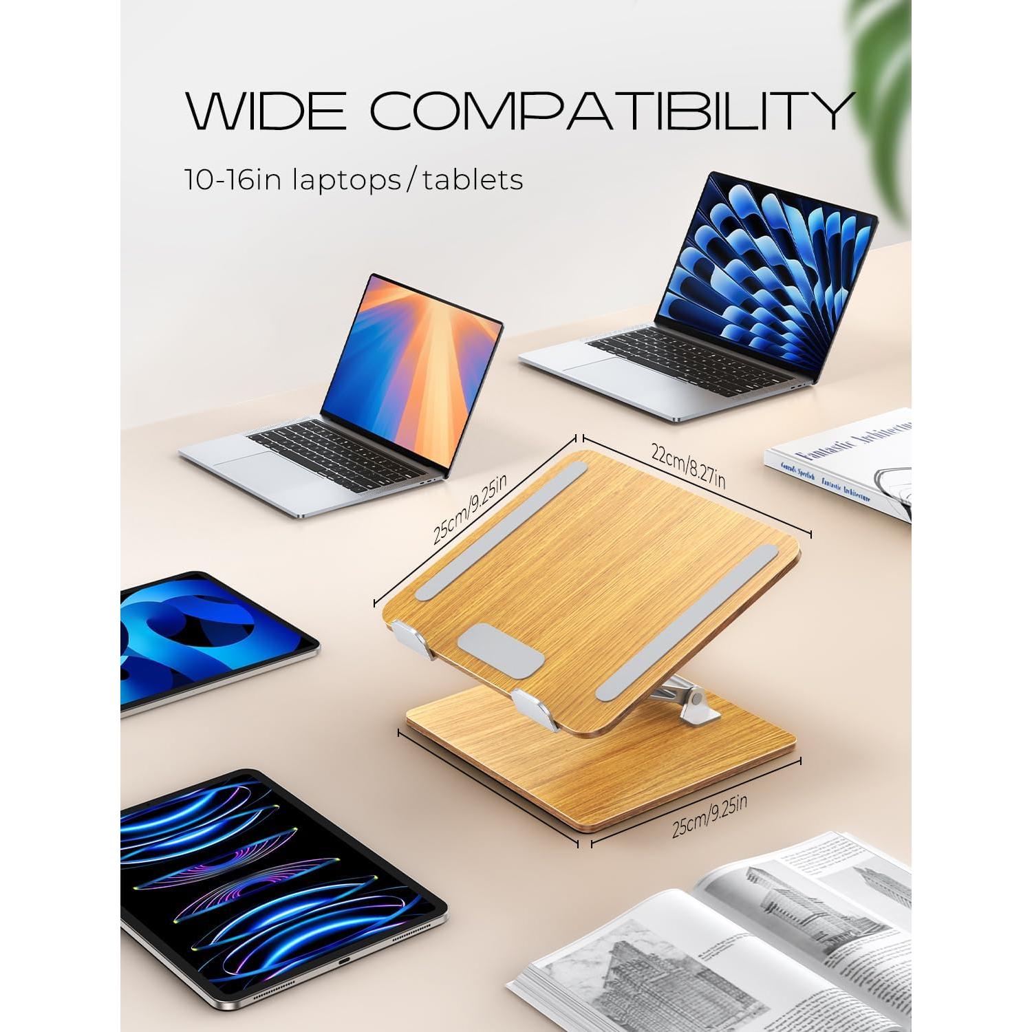 Soporte Ergonómico para Laptop Niweya de Madera y Aluminio 10-16"