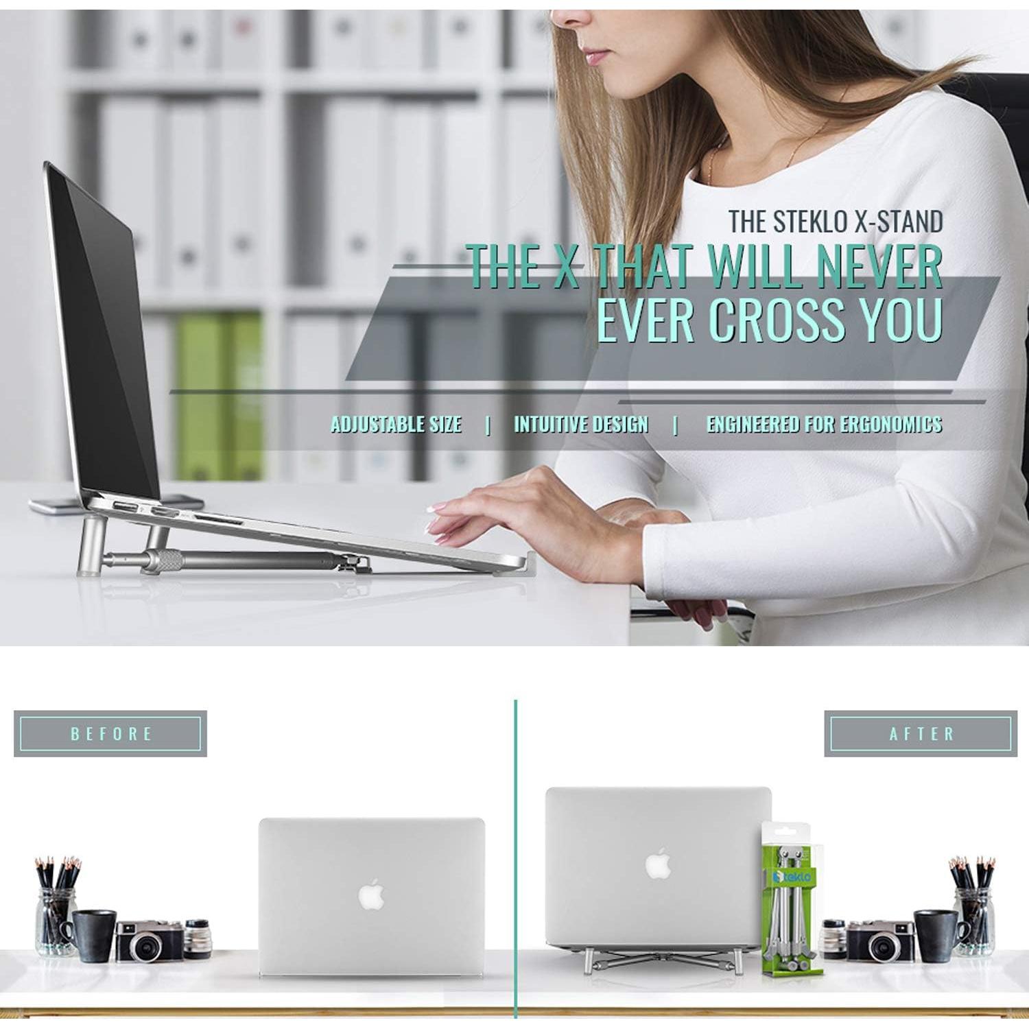 Soporte para Laptop Steklo X-Stand Ajustable Aluminio 12-17"