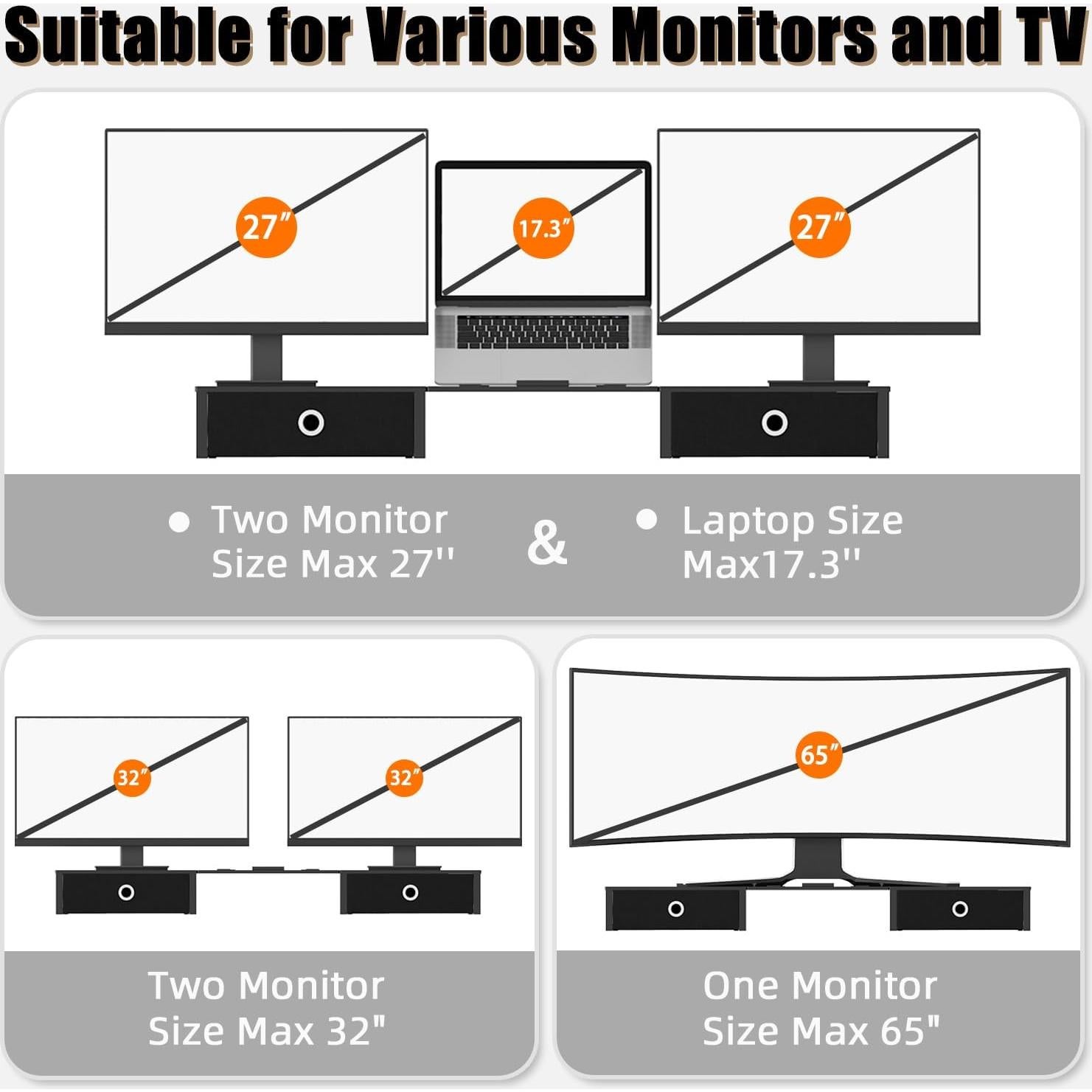 Soporte para Monitor WESTREE Ajustable con Cajones 5 Niveles