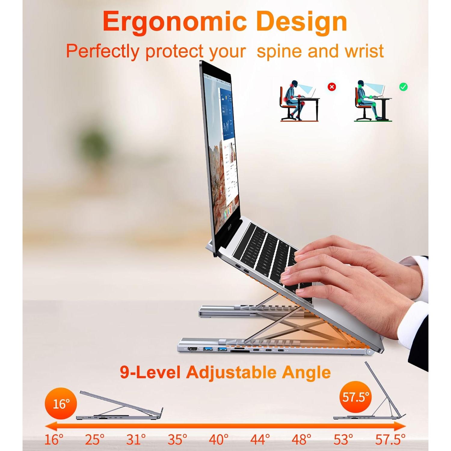 Hub USB C 8 en 1 Mukiya con HDMI 4K y 2 USB 3.0