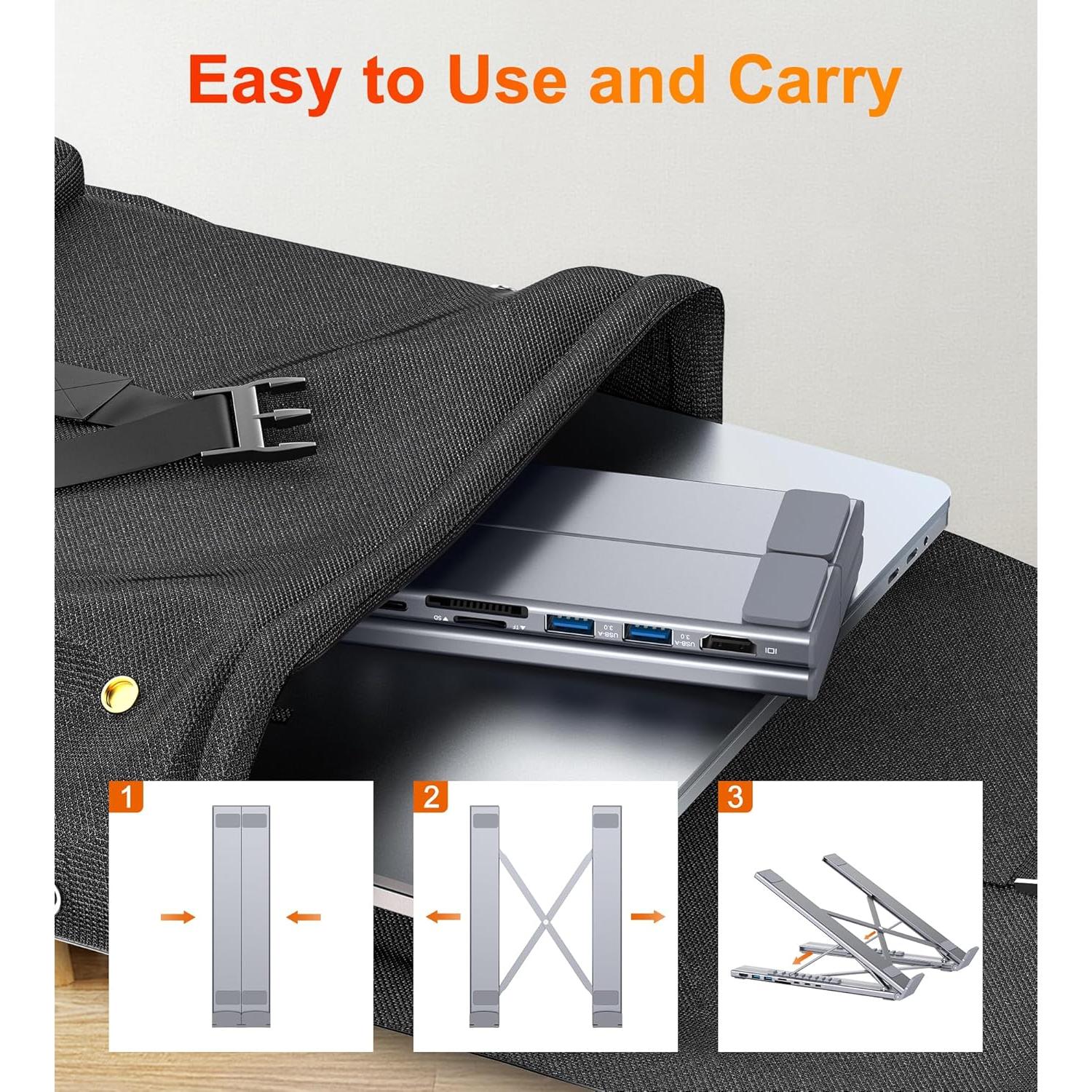 Hub USB C 8 en 1 Mukiya con HDMI 4K y 2 USB 3.0