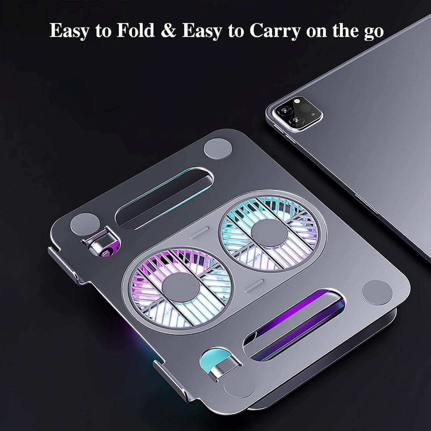 Soporte de Laptop Ajustable Eiyikof con Ventilador - Gris