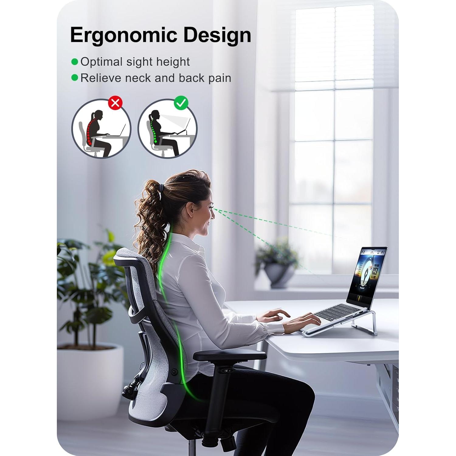 Soporte Plegable para Laptop MOKURU Aluminio 24.4x7.9cm Plateado