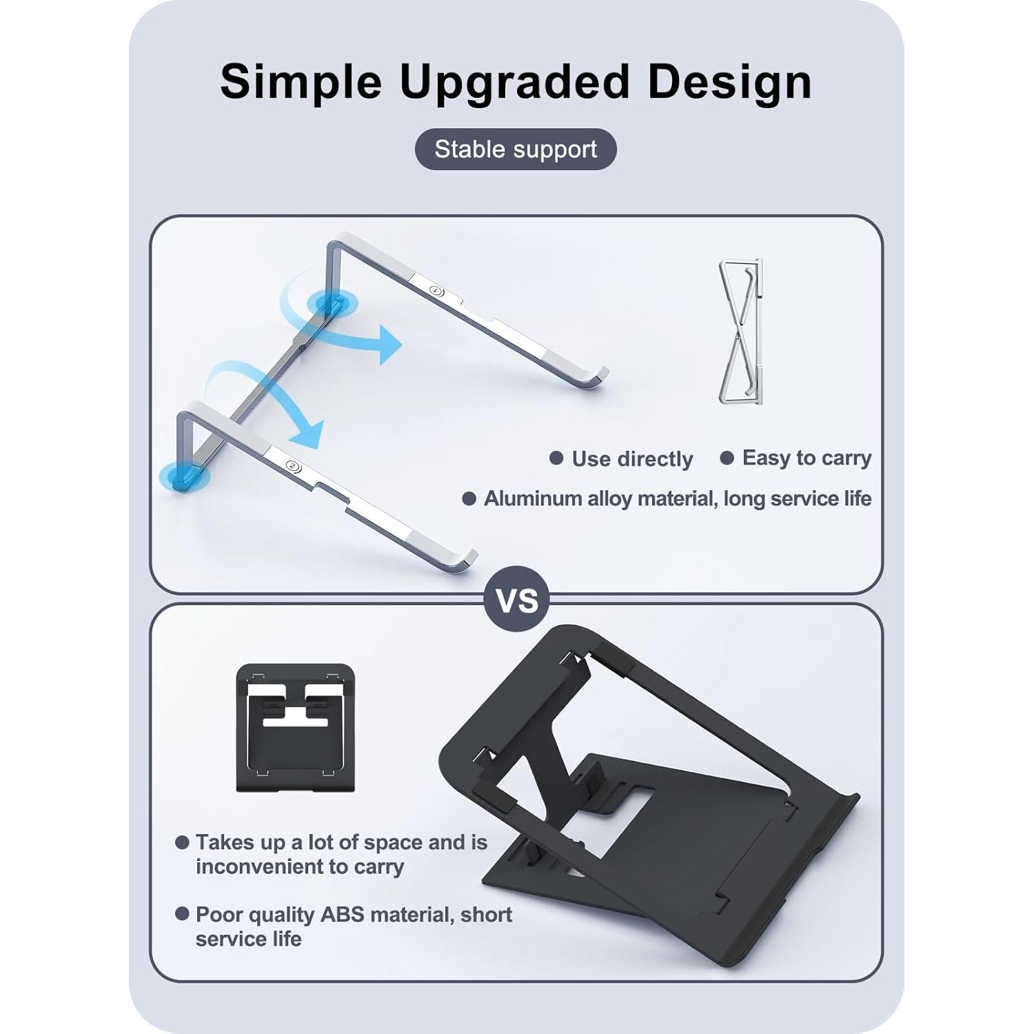 Soporte Plegable para Laptop MOKURU Aluminio 24.4x7.9cm Plateado