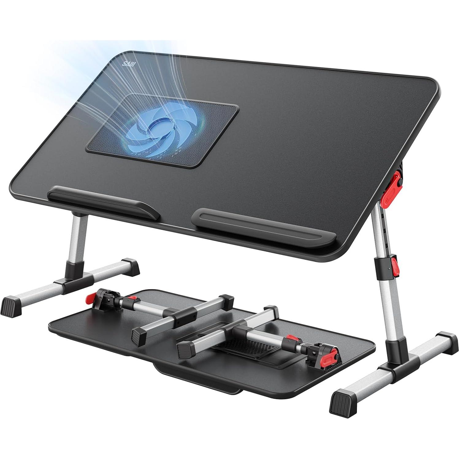 Escritorio Plegable para Laptop SAIJI con Ventilador Negro