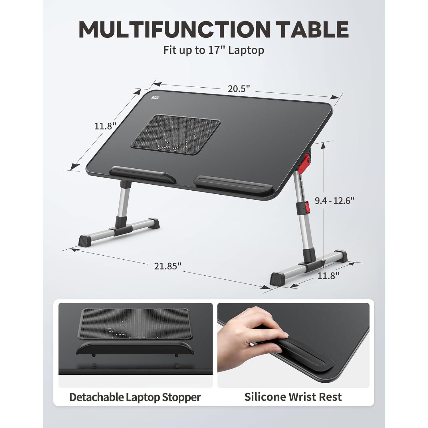 Escritorio Plegable para Laptop SAIJI con Ventilador Negro