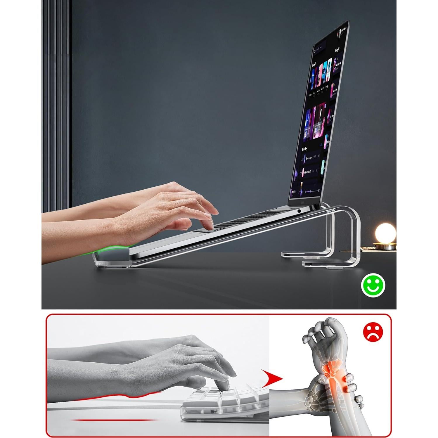 Soporte Ergonómico para Laptop JCZT NH04 Acrílico Transparente 10-17"