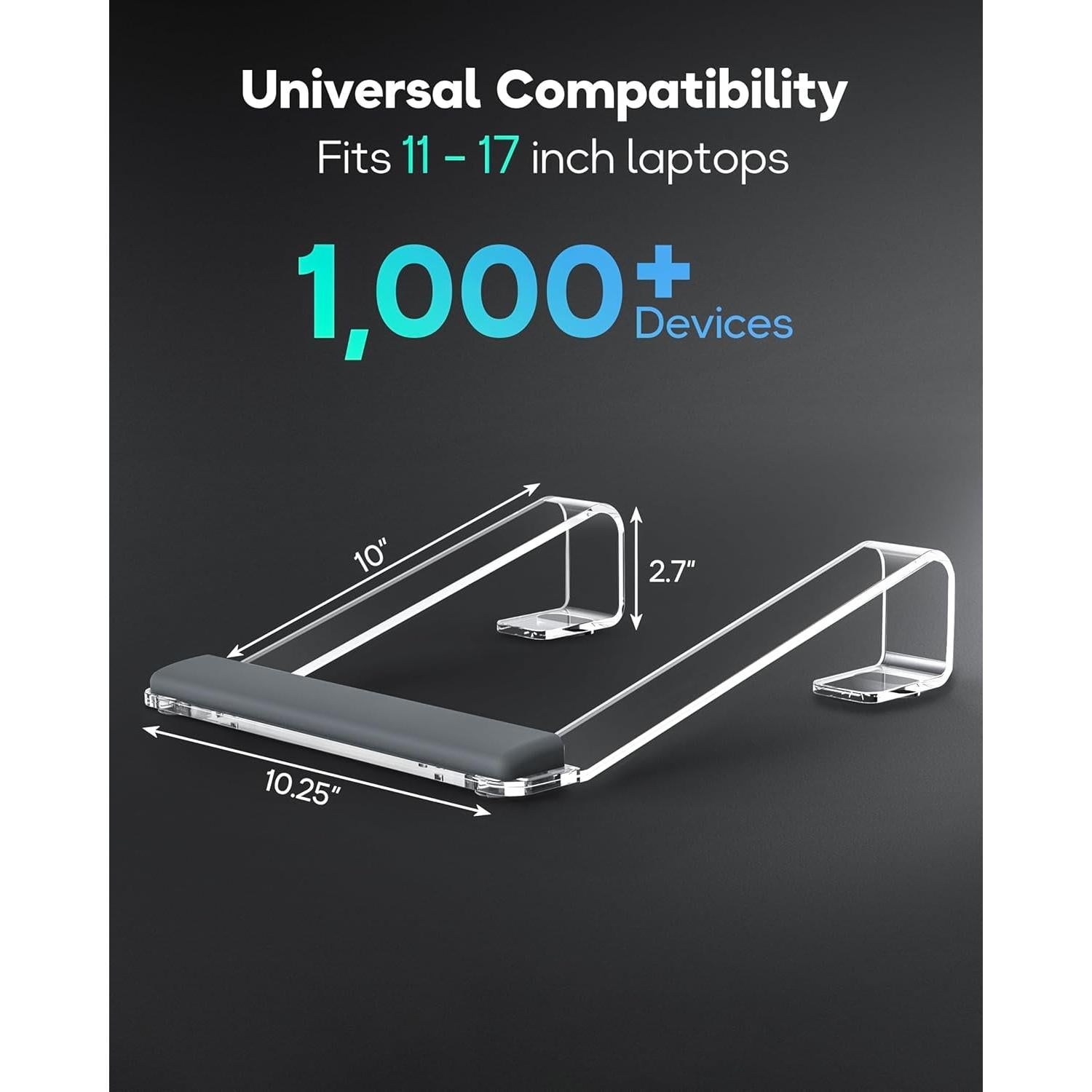 Soporte Ergonómico para Laptop JCZT NH04 Acrílico Transparente 10-17"