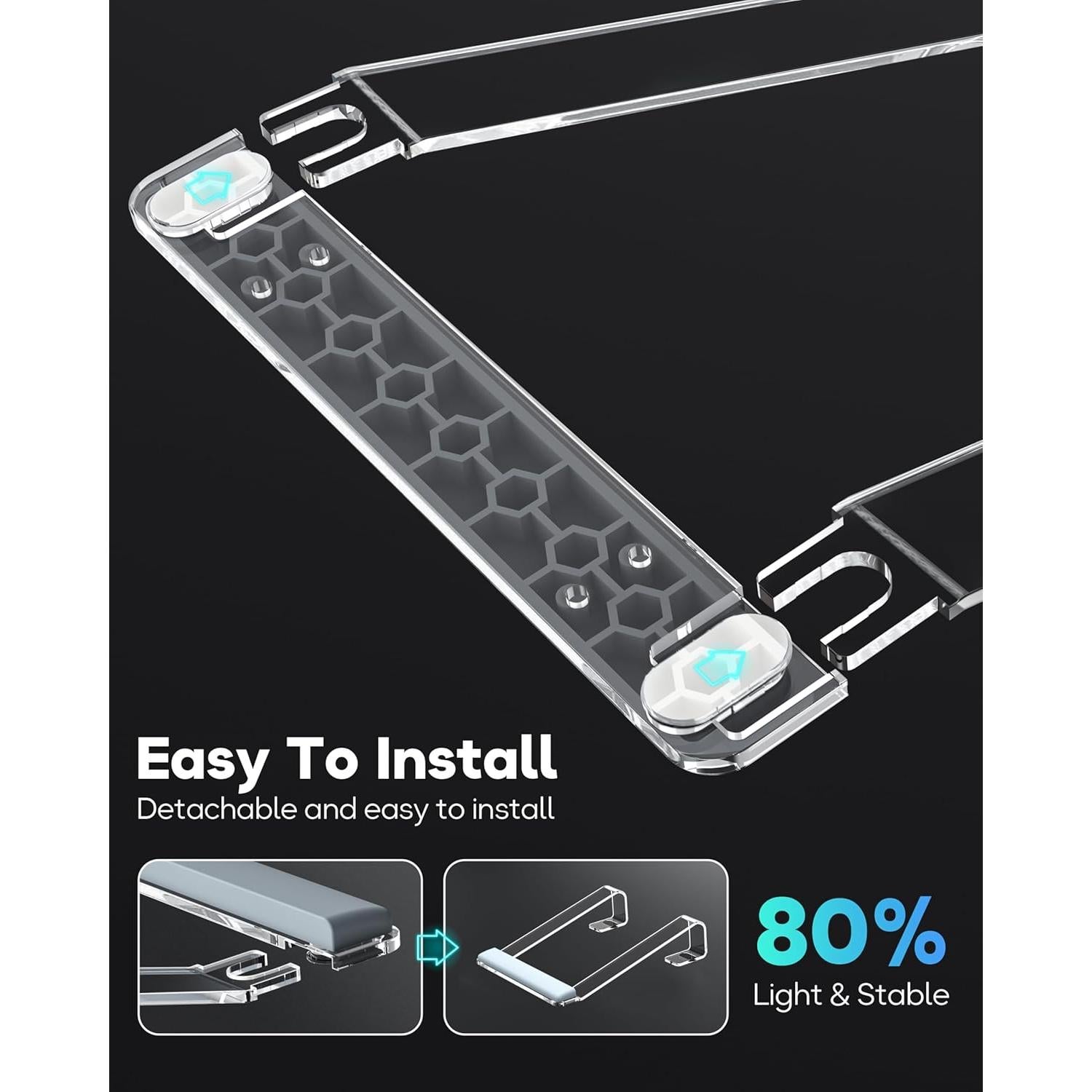 Soporte Ergonómico para Laptop JCZT NH04 Acrílico Transparente 10-17"