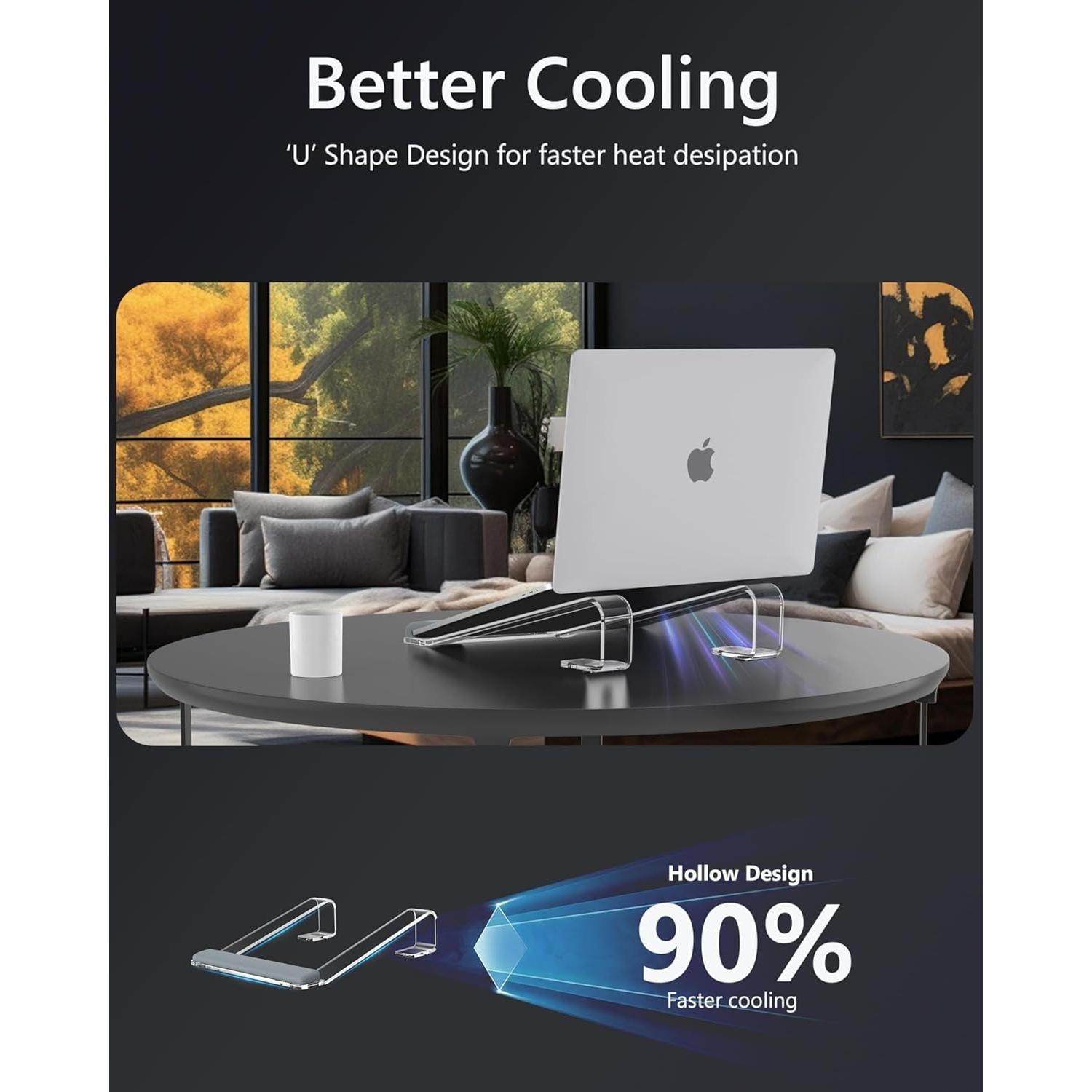 Soporte Ergonómico para Laptop JCZT NH04 Acrílico Transparente 10-17"