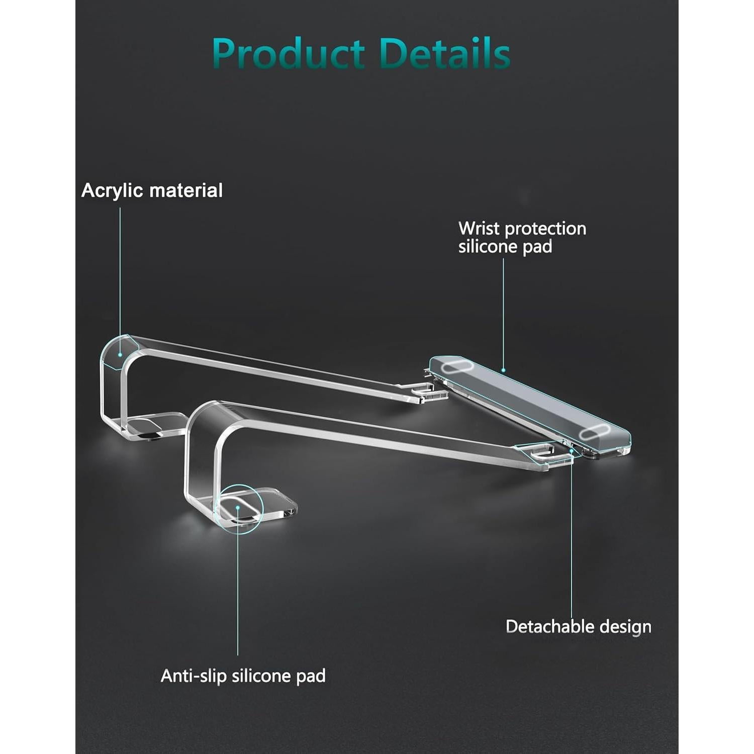 Soporte Ergonómico para Laptop JCZT NH04 Acrílico Transparente 10-17"