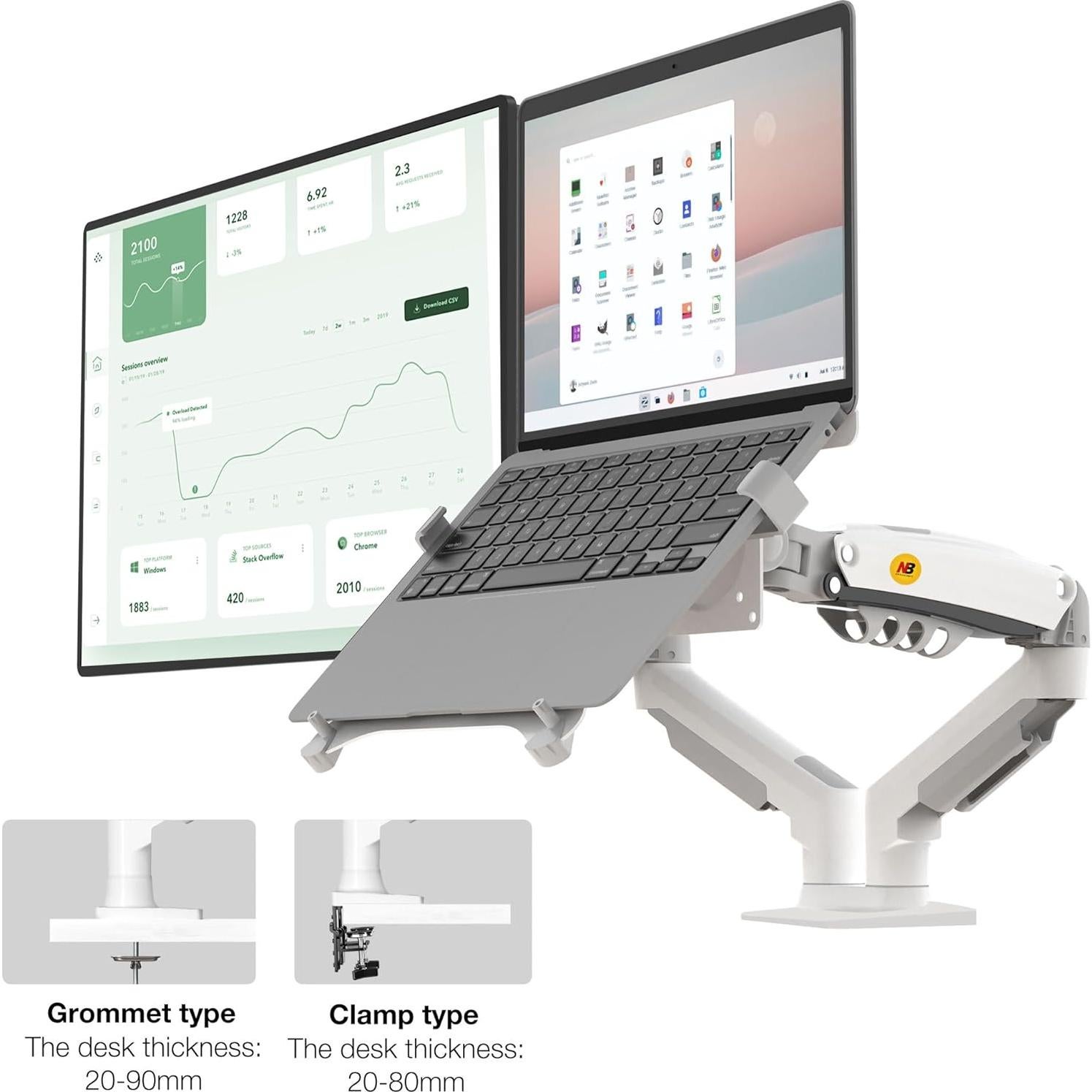 Soporte para Laptop NB North Bayou F160-FP Ajustable Blanco