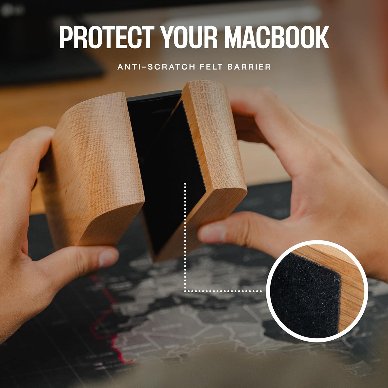 Soporte Vertical Ajustable para Laptop COREMINDED Nuez Sólida