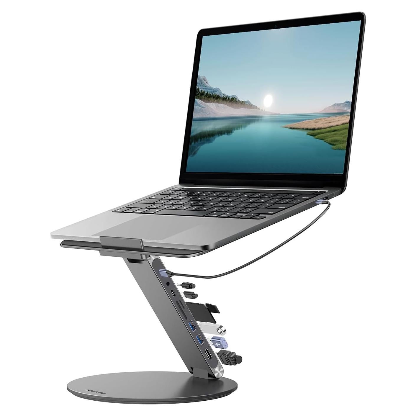 Soporte de Laptop Ajustable Kuxiu 8 en 1 USB-C 10-17" Gris