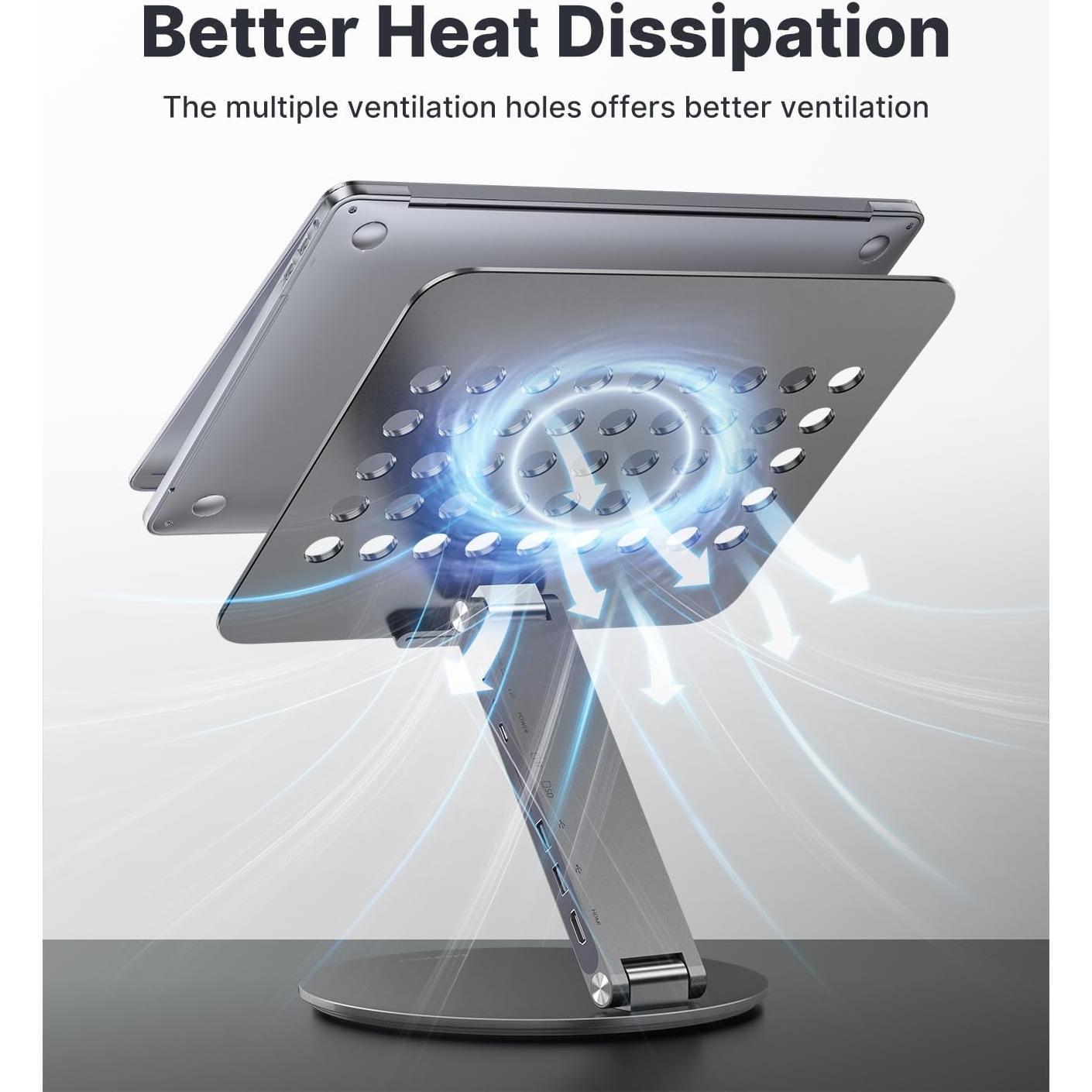 Soporte de Laptop Ajustable Kuxiu 8 en 1 USB-C 10-17" Gris