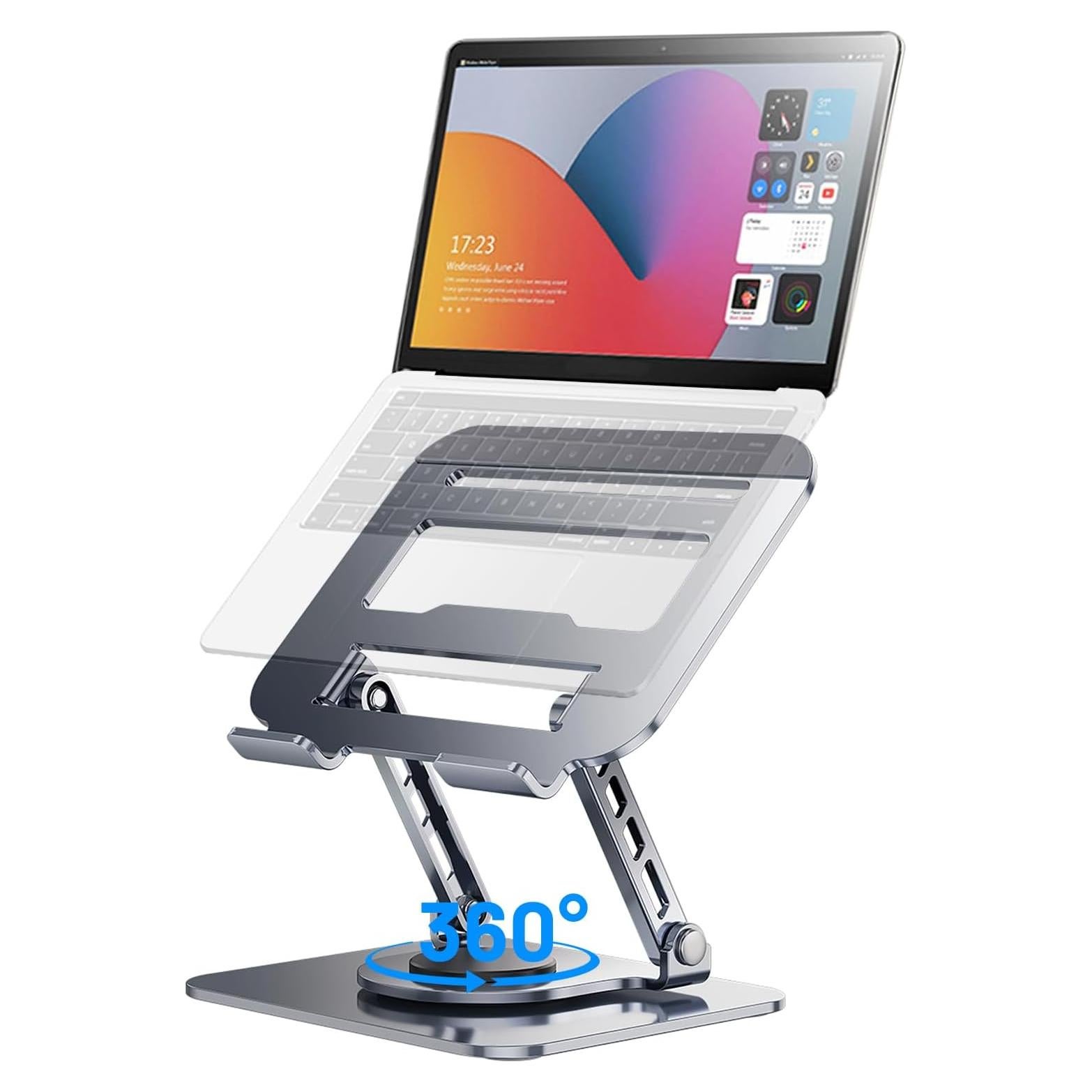 Soporte Ajustable para Laptop 21" Carbono Refinado Plata