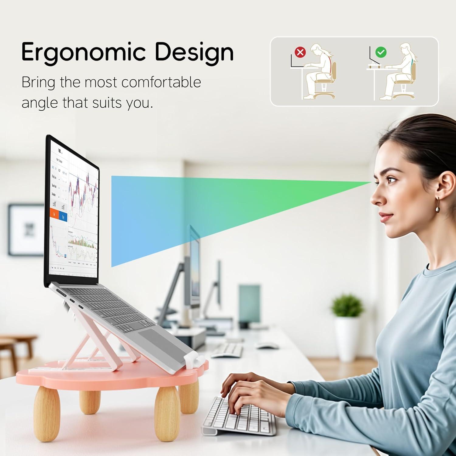 Soporte para Laptop Ajustable AFOOYO Nube Rosa 10-17.3"