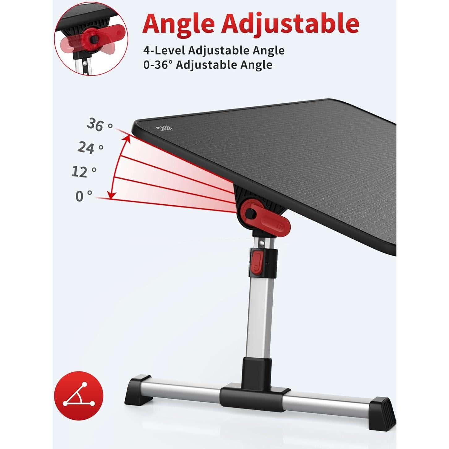 Mesa de Laptop Ajustable SAIJI Plegable Negra 52.1x30 cm