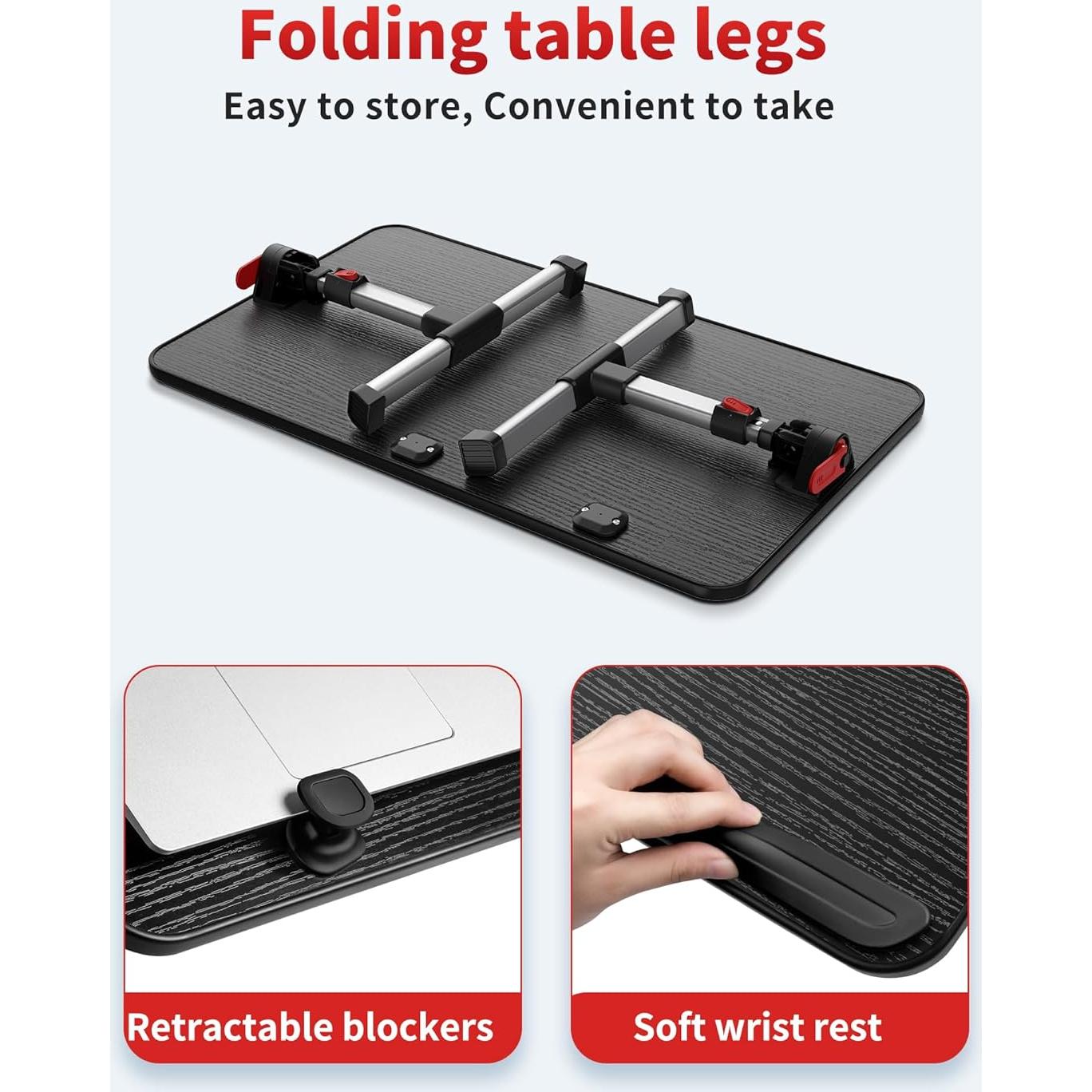 Mesa de Laptop Ajustable SAIJI Plegable Negra 52.1x30 cm