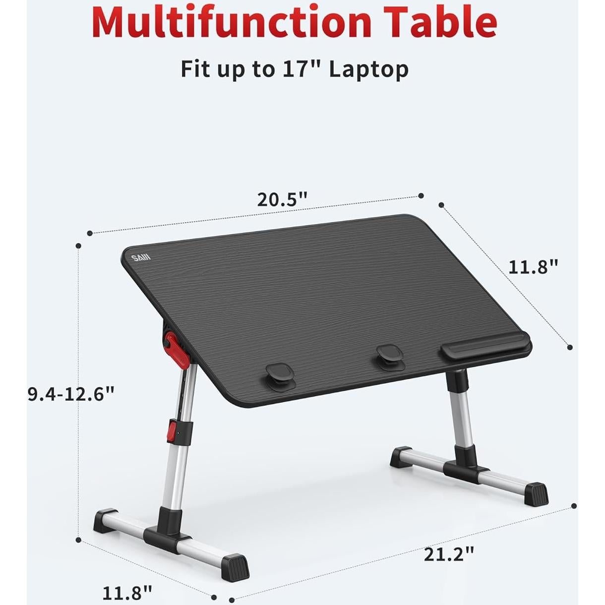 Mesa de Laptop Ajustable SAIJI Plegable Negra 52.1x30 cm