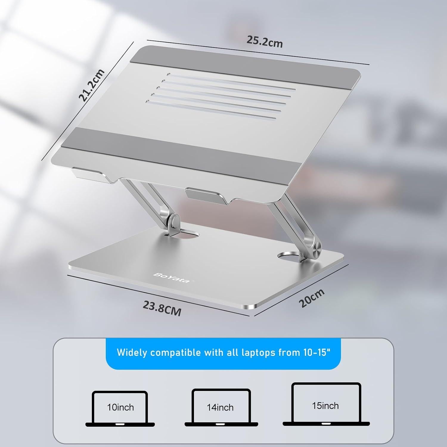 Soporte para Laptop BoYata N21 Ajustable Aluminio Plata hasta 15"