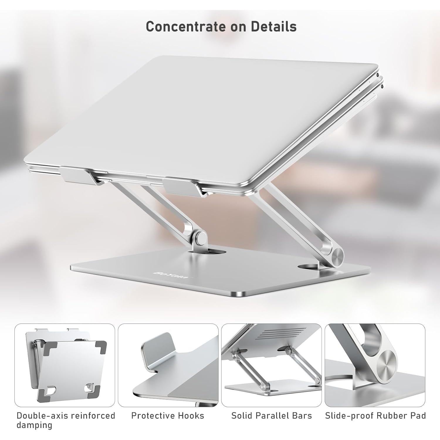 Soporte para Laptop BoYata N21 Ajustable Aluminio Plata hasta 15"
